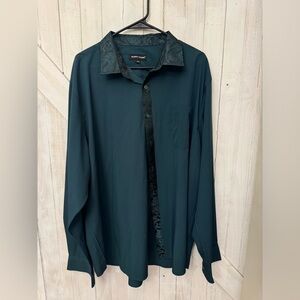 XXXL - Barry.wang Green Splicing Men Business Shirt - Worn Once - Fits like XXL